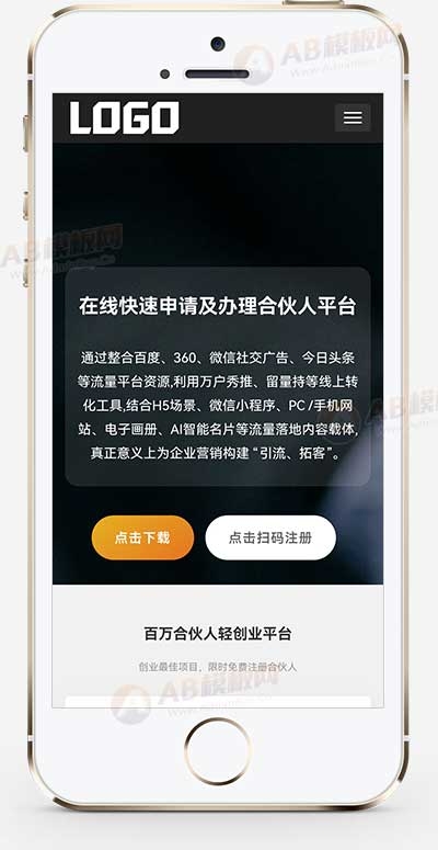 软件公司开发落地页网站源码+自适应手机端