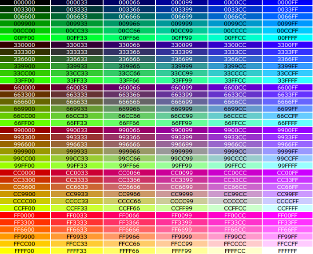 HTML中常用颜色对应代码大全